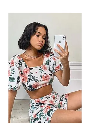 Boohoo Floral Puff Sleeve Top & Shorts Co-ord Set