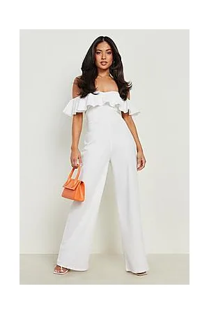 Boohoo Petite Sweetheart Ruffle Wide Leg Jumpsuit