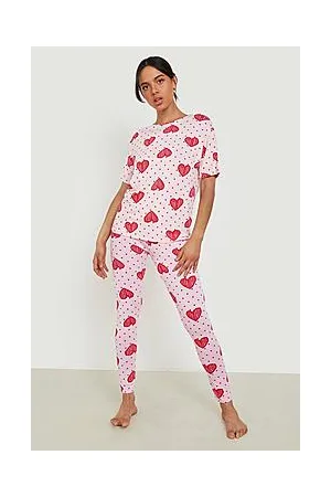 Boohoo Heart Spot Print Loungewear Set