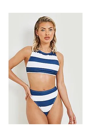 Boohoo Nautical High Waist High Leg Bikini Brief