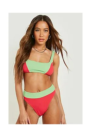 Boohoo Colour Block Crinkle High Waist Bikini Brief