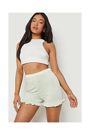 Boohoo Petite Gingham Frill Hem Shorts