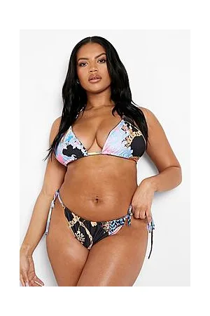 Boohoo Plus Chain Print Triangle Bikini