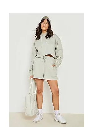 Boohoo Crop Hoodie Short Tracksuit with REEL cotton