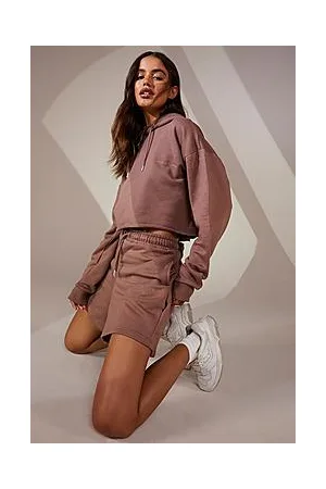 Boohoo Crop Hoodie Short Tracksuit with REEL cotton