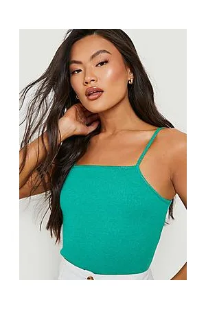 Boohoo Spaghetti Strap Rib Racer Bodysuit