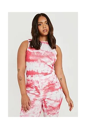 Boohoo Plus Rib Tie Dye Print Racer Bodysuit