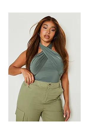 Boohoo Plus Slinky Wrap Front Bodysuit