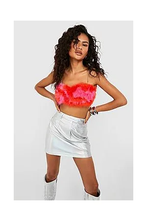 Boohoo Diamante Strap Feather Bralet