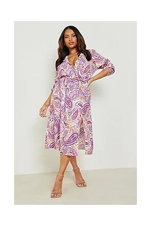 Boohoo Plus Paisley Midi Shirt Dress