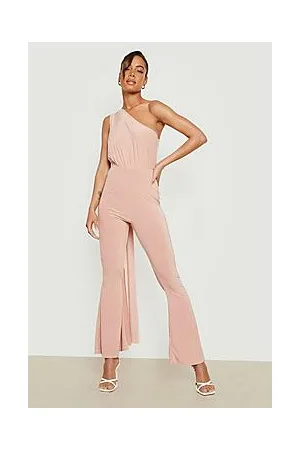 Boohoo Slinky One Shoulder Flare Leg Jumpsuit