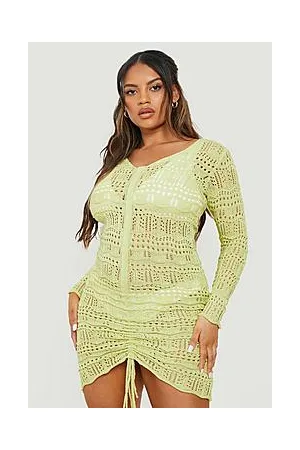 Boohoo Plus Crochet Ruched Beach Dress