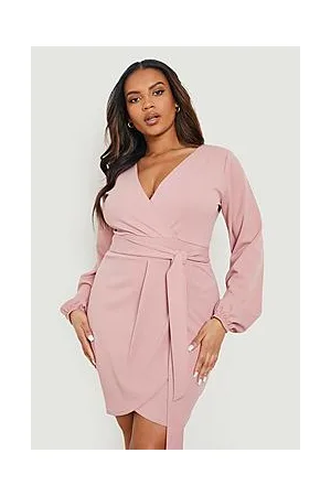 Boohoo Plus Tie Belt Wrap Dress