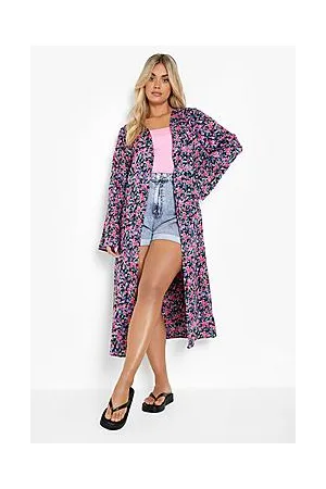 Boohoo Plus Floral Print Maxi Kimono