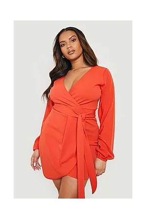 Boohoo Plus Tie Belt Wrap Dress