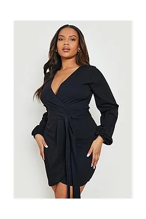 Boohoo Plus Tie Belt Wrap Dress