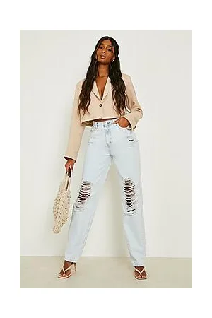 Boohoo High Waist Acid Wash Distressed Jeans