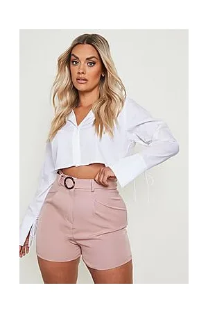 Boohoo Plus Woven Turquoise Shell Belted Shorts