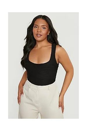 Boohoo Plus Ripple Rib Scoop Bodysuit