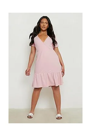 Boohoo Plus Wrap Tiered Smock Dress