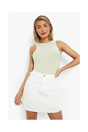 Boohoo Fray Seam Detail Denim Mini Skirt