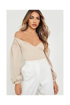 Boohoo Off Shoulder Puff Wrap Detail Bodysuit