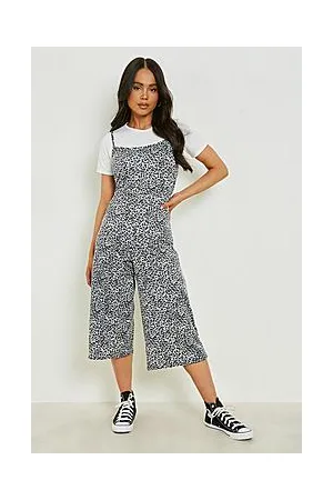 Boohoo Petite Leopard Print Cami Jumpsuit 2 In 1 Set