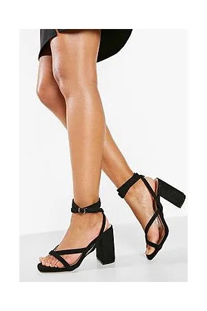 Boohoo Wide Fit Toe Post Wrap Up Block Heel Sandal