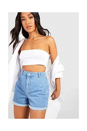 Boohoo Petite Roll Up Disco Denim Shorts