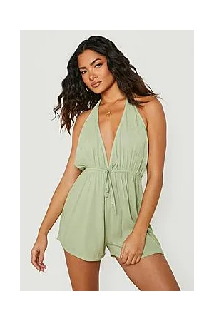 Boohoo Sustainable Crinkle Plunge Beach Playsuit