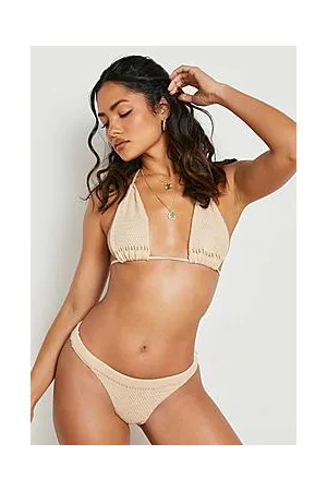 Boohoo Recycled Crochet Tassel Triangle Bikini Top