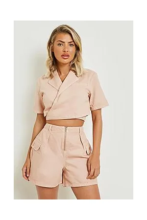 Boohoo High Waist Denim Cargo Short