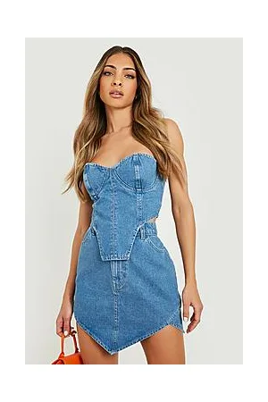 Boohoo Cupped Cinching Denim Corset