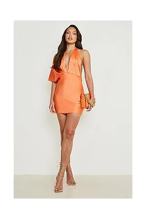 Boohoo Tall Asymmetric Sleeve Satin Mini Dress