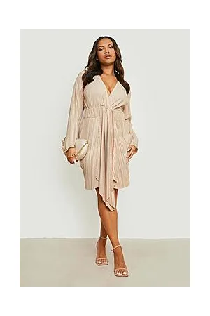 Boohoo Plus Plisse Drape Wrap Dress