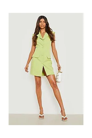 Boohoo Shoulder Pad Sleeveless Tailored Blazer Dress