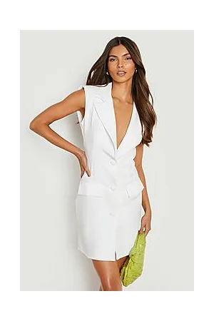 Boohoo Shoulder Pad Sleeveless Tailored Blazer Dress