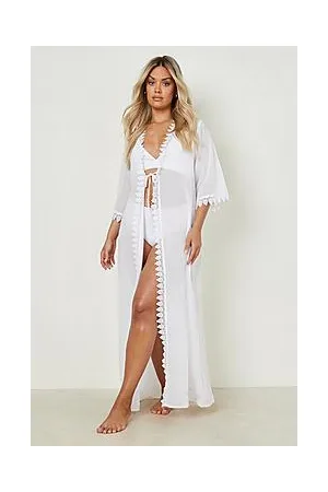 Boohoo Plus Lace Trim Beach Kimono