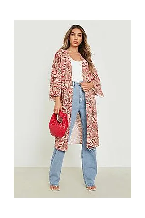 Boohoo Zebra Print Chiffon Midi Kimono