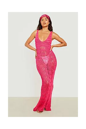 Boohoo Crochet Scallop Scoop Beach Dress