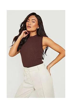 Boohoo High Neck Rib Knit Crop