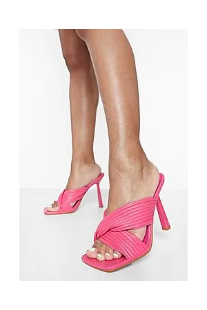 Boohoo Ribbed Cross Over Straps Heeled Mule