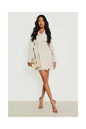 Boohoo Belted Wrap Blazer Dress