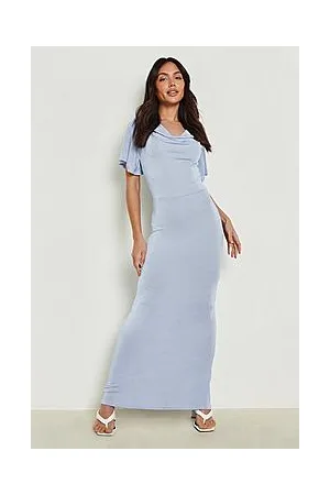Boohoo Textured Slinky Drape Neck Bridesmaid Dress