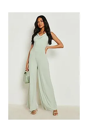 Boohoo Cowl Draped Wide Leg Slinky Jumpsuit