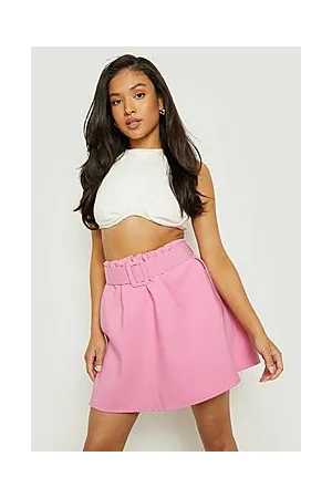 Boohoo Petite Woven Belted Skater Skirt
