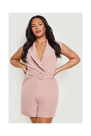 Boohoo Plus Woven Blazer Belted Playsuit
