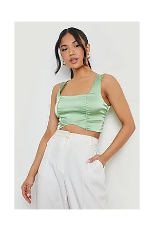 Boohoo Petite Square Neck Satin Corset Top