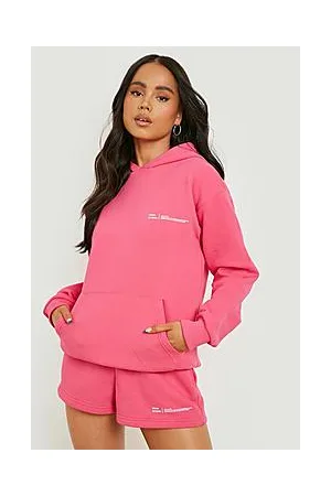 Boohoo Petite Text Print Hooded Short Tracksuit