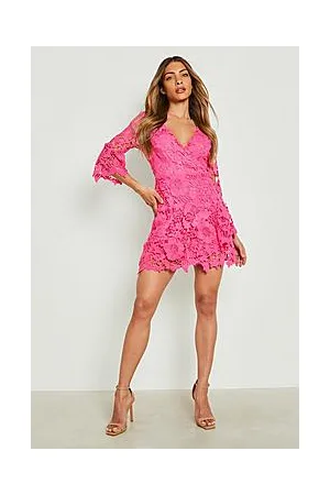 Boohoo Crochet Lace Wrap Dress